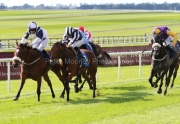 13 September 2020;  Glass Slippers, Tom Eaves aborad, defeating Keep Busy, Ryan Moore up, in The Derrinstown Stud Flying Five Stakes at The Curragh. © Peter Mooney, 59 Upper George's Street, Dun Laoghaire, Co. Dublin, A96 H2R3, Ireland  Tel: 00 353 (0)86 2589298