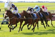 13 September 2020;  Glass Slippers, Tom Eaves aborad, defeating Keep Busy, Ryan Moore up, in The Derrinstown Stud Flying Five Stakes at The Curragh. © Peter Mooney, 59 Upper George's Street, Dun Laoghaire, Co. Dublin, A96 H2R3, Ireland  Tel: 00 353 (0)86 2589298