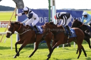 13 September 2020;  Glass Slippers, Tom Eaves aborad, defeating Keep Busy, Ryan Moore up, in The Derrinstown Stud Flying Five Stakes at The Curragh. © Peter Mooney, 59 Upper George's Street, Dun Laoghaire, Co. Dublin, A96 H2R3, Ireland  Tel: 00 353 (0)86 2589298