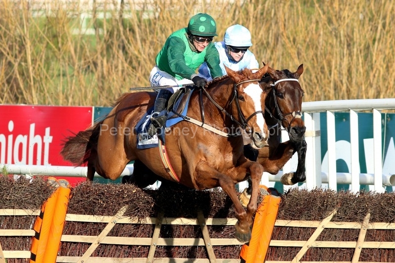 29 December 2020; Concertista and Paul Townend lead Minella Melody, Rachael Blackmore up, over the final obstacle before winning The Advent Insurance Irish European Breeders Fund Mares Hurdle at Leopardstown.  © Peter Mooney, 59 Upper George's Street, Dun Laoghaire, Co. Dublin, A96 H2R3, Ireland  Tel: 00 353 (0)86 2589298