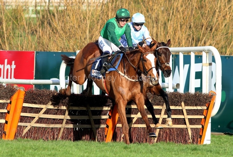 29 December 2020; Concertista and Paul Townend lead Minella Melody, Rachael Blackmore up, over the final obstacle before winning The Advent Insurance Irish European Breeders Fund Mares Hurdle at Leopardstown.  © Peter Mooney, 59 Upper George's Street, Dun Laoghaire, Co. Dublin, A96 H2R3, Ireland  Tel: 00 353 (0)86 2589298