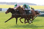 21 March 2021;  Amazed By Grace, Danny Sheehy up, far side, defeating The Artist, Niall McCullagh up, in The Paddy Power Madrid Handicap at The Curragh.  © Peter Mooney, 59 Upper George's Street, Dun Laoghaire, Co. Dublin, A96 H2R3, Ireland  Tel: 00 353 (0)86 2589298