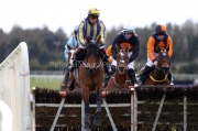 5 April 2021;   Busselton, JJ Slevin, leads the field over the first flight in The Rathbarry & Glenview Studs Juvenile Hurdle at Fairyhouse.  © Peter Mooney, 59 Upper George's Street, Dun Laoghaire, Co. Dublin, A96 H2R3, Ireland  Tel: 00 353 (0)86 2589298