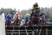 5 April 2021;  Shanroe, Donagh Meyler up, clears the final flight on his way to success in The Farmhouse Foods Novice Handicap Hurdle at Fairyhouse.  © Peter Mooney, 59 Upper George's Street, Dun Laoghaire, Co. Dublin, A96 H2R3, Ireland  Tel: 00 353 (0)86 2589298
