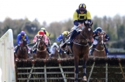 5 April 2021;  Shanroe, Donagh Meyler up, clears the final flight on his way to success in The Farmhouse Foods Novice Handicap Hurdle at Fairyhouse.  © Peter Mooney, 59 Upper George's Street, Dun Laoghaire, Co. Dublin, A96 H2R3, Ireland  Tel: 00 353 (0)86 2589298