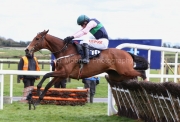5 April 2021;  Stormy Ireland and Danny Mullins clear the final flight before claiming The Underwriting Exchange Hurdle at Fairyhouse.  © Peter Mooney, 59 Upper George's Street, Dun Laoghaire, Co. Dublin, A96 H2R3, Ireland  Tel: 00 353 (0)86 2589298