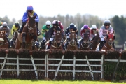 5 April 2021;  You Say Nothing. Keith Donohue up, clears the first flight ahead of the opposition during The Farmhouse Foods Novice Handicap Hurdle at Fairyhouse.  © Peter Mooney, 59 Upper George's Street, Dun Laoghaire, Co. Dublin, A96 H2R3, Ireland  Tel: 00 353 (0)86 2589298