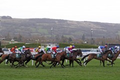 13 March 2019; Eventual winner, ENVOIE ALLEN, Jamie Codd up, no.3, is amongst the leaders as they pass the stands during The Weatherbys Champion Bumper at Cheltenham.      © Peter Mooney, 59 Upper George's Street, Dun Laoghaire, Co. Dublin, Ireland.    Tel:  00 353 (0)86 2589298