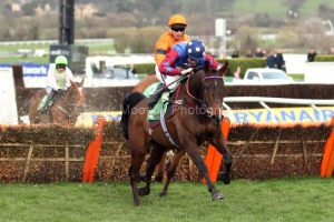 14 March 2019;  PAISLEY PARK, Aidan Coleman up, pulls away from the final flight on his way to winning The Sun Racing Stayers' Hurdle Race at Cheltenham.      © Peter Mooney, 59 Upper George's Street, Dun Laoghaire, Co. Dublin, Ireland.    Tel:  00 353 (0)86 2589298