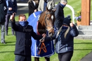 5 April 2021;   Dermot McLoughlin and Molly O'Connor, celebrate the success of Freewheelin Dylan, ridden by Ricky Doyle, leads Run Wild Fred, Jack Kennedy up, over the final obstacle before claiming in The BoyleSports Irish Grand National Steeplechase at Fairyhouse.  © Peter Mooney, 59 Upper George's Street, Dun Laoghaire, Co. Dublin, A96 H2R3, Ireland  Tel: 00 353 (0)86 2589298