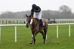 11 January 2020;  Alohamora is given a congratuatory pat by rider, Gavin Brouder, on his way to winning The Fairyhouse Members 2020 Handicap Hurdle at Fairyhouse.      © Peter Mooney, 59 Upper George's Street, Dun Laoghaire, Co. Dublin A96 H2R3, Ireland.    Tel:  00 353 (0)86 2589298