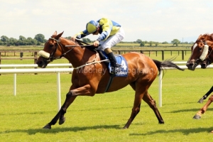 14 July 2019; SURROUNDING, Ronan Whelan up, holds the challenge of Perfection, Shane Foley up, to win The Irish Stallion Farms European Breeders Fund Brownstown Stakes at Fairyhouse.      © Peter Mooney, 59 Upper George's Street, Dun Laoghaire, Co. Dublin, Ireland.    Tel:  00 353 (0)86 2589298