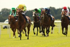 14 July 2019;  MID WINSTER, Ben Coen up, striped sleeves, winning The Discover Boyne Valley Handicap at Fairyhouse.      © Peter Mooney, 59 Upper George's Street, Dun Laoghaire, Co. Dublin, Ireland.    Tel:  00 353 (0)86 2589298