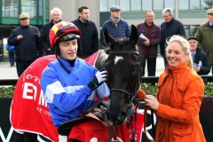 23 February 2019;   CHAVI ARTIST and David Mullins after winning The Connolly's Red Mills Irish European Breeders Fund Auction Maiden Hurdle at Fairyhouse.      © Peter Mooney 59 Upper George's Street, Dun Laoghaire, Co. Dublin, A96 H2R3, Ireland.    Tel:  00 353 (0)86 2589298