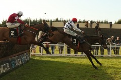 23 February 2019;   RATHVINDEN, Paul Townend aboard, clears the final obstacle ahead of runner-up, Alpha Des Obeaux, Jack Kennedy up, before winning The BetVictor Bobbyjo Steeplechase at Fairyhouse.      © Peter Mooney 59 Upper George's Street, Dun Laoghaire, Co. Dublin, A96 H2R3, Ireland.    Tel:  00 353 (0)86 2589298