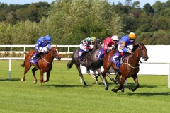 15 August 2019;   LAST OPPORTUNITY, Colin Keane up, winning The Irish Stallion Farms European Breeders Fund Median Auction Maiden at Leopardstown.      © Peter Mooney, 59 Upper George's Street, Dun Laoghaire, Co. Dublin, Ireland.    Tel:  00 353 (0)86 2589298