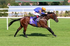15 August 2019;   LAST OPPORTUNITY, Colin Keane up, winning The Irish Stallion Farms European Breeders Fund Median Auction Maiden at Leopardstown.      © Peter Mooney, 59 Upper George's Street, Dun Laoghaire, Co. Dublin, Ireland.    Tel:  00 353 (0)86 2589298