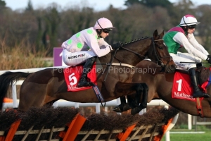 29 December 2019; SHARJAH, ridden by Patrick Mullins, jumps the first flight before claiming The Matheson Hurdle at Leopardstown.      © Peter Mooney, 59 Upper George's Street, Dun Laoghaire, Co. Dublin A96 H2R3, Ireland.    Tel:  00 353 (0)86 2589298