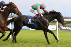 3 November 2019;  IN FROM THE COLD, ridden by Chris Hayes, check cap, holds the challenge of Love Locket, Donnacha O'Brien up, to win The Membership At Naas Nursery at Naas.      © Peter Mooney, 59 Upper George's Street, Dun Laoghaire, Co. Dublin, Ireland.    Tel:  00 353 (0)86 2589298