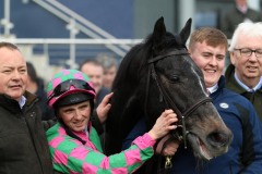 3 November 2019; Rider, Chris Hayes with IN FROM THE COLD after they had won The Membership At Naas Nursery at Naas.      © Peter Mooney, 59 Upper George's Street, Dun Laoghaire, Co. Dublin, Ireland.    Tel:  00 353 (0)86 2589298