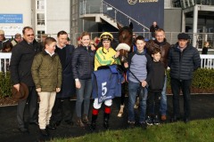 4 November 2018;  The winning connections with ERICH BLOCH after their success in The Irish Stallion Farms European Breeders Fund Maiden at Naas.      © Peter Mooney, 59 Upper George's Street, Dun Laoghaire, Co. Dublin, Ireland.    Tel:  00 353 (0)86 2589298