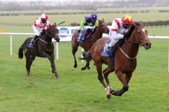 1 Novemberber 2020; Storm Legend, in the hands of Chris Hayes, provides John Oxx with his final training success in The Irish Stallion Farms European Breeders Fund Maiden at Naas. © Peter Mooney, 59 Upper George's Street, Dun Laoghaire, Co. Dublin, A96 H2R3, Ireland  Tel: 00 353 (0)86 2589298
