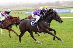 1 Novemberber 2020;  Taipan, Shane Foley aboard, comes with a late challenge to win The Irish Stallion Farms European Breeders Fund Maiden at Naas. © Peter Mooney, 59 Upper George's Street, Dun Laoghaire, Co. Dublin, A96 H2R3, Ireland  Tel: 00 353 (0)86 2589298