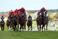 11 May 2019;  LORELEI ROCK, Leigh Roche up, right, just holds the challenge of Air Force Jet, Seamie Heffernan up, to win The Irish Stallion Farms European Breeders Fund Maiden at Naas.© Peter Mooney, 59 Upper George's Street, Dun Laoghaire, Co. Dublin, Ireland.    Tel:  00 353 (0)86 2589298