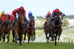 11 May 2019;  LORELEI ROCK, Leigh Roche up, right, just holds the challenge of Air Force Jet, Seamie Heffernan up, to win The Irish Stallion Farms European Breeders Fund Maiden at Naas.© Peter Mooney, 59 Upper George's Street, Dun Laoghaire, Co. Dublin, Ireland.    Tel:  00 353 (0)86 2589298