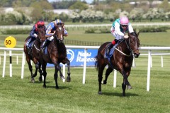 11 May 2019;  SISKIN and Colin Keane run out easy winners over Harpocrates, Donnacha O'Brien up, and Red Epaulette, Leigh Roche up, in The Irish Stallion Farms European Breeders Fund Race at Naas.© Peter Mooney, 59 Upper George's Street, Dun Laoghaire, Co. Dublin, Ireland.    Tel:  00 353 (0)86 2589298