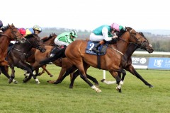 13 April 2019;   IMAGING, Oisin Orr up, nearside, overcomes, No Needs Never, Shane Crosse up, to win The Gladness Stakes at Naas.      © Peter Mooney, 59 Upper George's Street, Dun Laoghaire, Co. Dublin, Ireland.    Tel:  00 353 (0)86 2589298