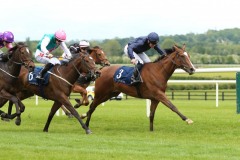 19 May 2019; ETOILE, Seamie Heffernan up, proves too strong for Peace Charter, Colin Keane up, and Celtic Beauty, Billy Lee up, in The Coolmore Stud Irish  European Breeders Fund Fillies' Sprint Stakes at Naas.      © Peter Mooney, 59 Upper George's Street, Dun Laoghaire, Co. Dublin, Ireland.    Tel:  00 353 (0)86 2589298