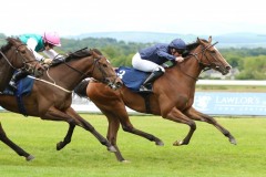 19 May 2019; ETOILE, Seamie Heffernan up, proves too strong for Peace Charter, Colin Keane up, and Celtic Beauty, Billy Lee up, in The Coolmore Stud Irish  European Breeders Fund Fillies' Sprint Stakes at Naas.      © Peter Mooney, 59 Upper George's Street, Dun Laoghaire, Co. Dublin, Ireland.    Tel:  00 353 (0)86 2589298