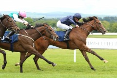 19 May 2019; ETOILE, Seamie Heffernan up, proves too strong for Peace Charter, Colin Keane up, and Celtic Beauty, Billy Lee up, in The Coolmore Stud Irish  European Breeders Fund Fillies' Sprint Stakes at Naas.      © Peter Mooney, 59 Upper George's Street, Dun Laoghaire, Co. Dublin, Ireland.    Tel:  00 353 (0)86 2589298