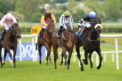 19 May 2019;   SOFFIA, Declan McDonogh up, defeating Final Venture, Leigh Roche up, in The Sole Power Sprint Stakes at Naas.      © Peter Mooney, 59 Upper George's Street, Dun Laoghaire, Co. Dublin, Ireland.    Tel:  00 353 (0)86 2589298
