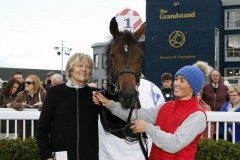 20 October 2019; Left to right: Jessica Harrington and Danielle Murray with FOR THE TREES after they had won The Tally-Ho Stud Irish European Breeders Fund Birdcatcher Premier Nursery Handicap at Naas.      © Peter Mooney, 59 Upper George's Street, Dun Laoghaire, Co. Dublin, Ireland.    Tel:  00 353 (0)86 2589298