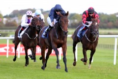 20 October 2019;   LOVE LOCKET and Donnacha O'Brien winning The Irish Stallion Farms European Breeders Fund Fillies Maiden at Naas.      © Peter Mooney, 59 Upper George's Street, Dun Laoghaire, Co. Dublin, Ireland.    Tel:  00 353 (0)86 2589298