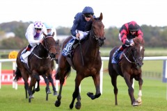 20 October 2019;   LOVE LOCKET and Donnacha O'Brien winning The Irish Stallion Farms European Breeders Fund Fillies Maiden at Naas.      © Peter Mooney, 59 Upper George's Street, Dun Laoghaire, Co. Dublin, Ireland.    Tel:  00 353 (0)86 2589298
