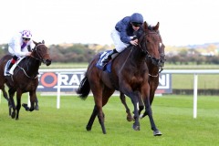 20 October 2019;   LOVE LOCKET and Donnacha O'Brien winning The Irish Stallion Farms European Breeders Fund Fillies Maiden at Naas.      © Peter Mooney, 59 Upper George's Street, Dun Laoghaire, Co. Dublin, Ireland.    Tel:  00 353 (0)86 2589298