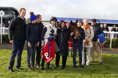 21 October 2018; The winning connections with Chicago May after they had won The Matchbook Irish European Breeders Fund Birdcatcher Premier Nursey Handicap at Naas.      © Peter Mooney, 59 Upper George's Street, Dun Laoghaire, Co. Dublin, Ireland.    Tel:  00 353 (0)86 2589298