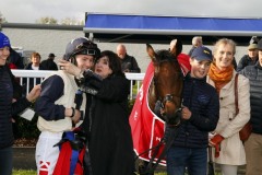 21 October 2018; The winning connections with Chicago May after they had won The Matchbook Irish European Breeders Fund Birdcatcher Premier Nursey Handicap at Naas.      © Peter Mooney, 59 Upper George's Street, Dun Laoghaire, Co. Dublin, Ireland.    Tel:  00 353 (0)86 2589298