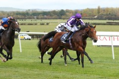 21 October 2018; SAN ANDREAS, Donnacha O'Brien up, winning The Tifrums Irish European Breeders Fund Maiden at Naas.      © Peter Mooney, 59 Upper George's Street, Dun Laoghaire, Co. Dublin, Ireland.    Tel:  00 353 (0)86 2589298