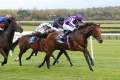 21 October 2018; SAN ANDREAS, Donnacha O'Brien up, winning The Tifrums Irish European Breeders Fund Maiden at Naas.      © Peter Mooney, 59 Upper George's Street, Dun Laoghaire, Co. Dublin, Ireland.    Tel:  00 353 (0)86 2589298