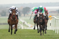 24 February 2019;  CHOSEN MATE, Davy Russell up, right, just holds the challenge of Hannon, David Noonan up, to claim The Paddy Power Onside App Novice Hurdle at Naas.      © Peter Mooney, 59 Upper George's Street, Dun Laoghaire, Co. Dublin, Ireland.    Tel:  00 353 (0)86 2589298