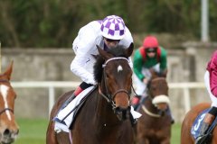 24 March 2019;   WESTERN DAWN, Kevin Manning up, check cap, returns after having proved victorious in The Kildare Post & Kildare Now Maiden at Naas.      © Peter Mooney, 59 Upper George's Street, Dun Laoghaire, Co. Dublin, Ireland.    Tel:  00 353 (0)86 2589298