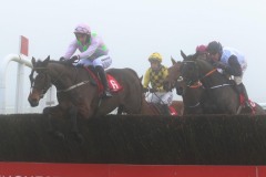 6 December 2020;  Min, Patrick Mullins aboard, takes an obstacle on his way to winning The John Durkan Memorial Punchestown Steeplechase at Punchestown. © Peter Mooney, 59 Upper George's Street, Dun Laoghaire, Co. Dublin, A96 H2R3, Ireland  Tel: 00 353 (0)86 2589298