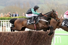 14 March 2017;  ALTIOR and Nico de Boinville put in a fine leap at the fourth fence before winning The Racing Post Arkle Challenge Trophy Novices' Steeple Chase at Cheltenham.      © Peter Mooney, 59 Upper George's Street, Dun Laoghaire, Co. Dublin A96 H2R3, Ireland.  Tel:  00 353 (0)86 2589298