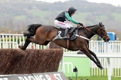 14 March 2017;  ALTIOR and Nico de Boinville put in a fine leap at the final fence before winning The Racing Post Arkle Challenge Trophy Novices' Steeple Chase at Cheltenham.      © Peter Mooney, 59 Upper George's Street, Dun Laoghaire, Co. Dublin A96 H2R3, Ireland.  Tel:  00 353 (0)86 2589298