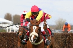 8 April 2016; Richard Johnson drives NATIVE RIVER to success in The Betfred Mildmay Novices' Steeplechase at Aintree.  © Peter Mooney, 59 Upper George's Street, Dun Laoghaire, Co. Dublin A96 H2R3, Ireland.  Tel:  00 353 (0)86 2589298