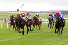 9 August 2019;  GUSTAVUS WESTON and Gary Carroll, right, defeating Woody Creek, Chris Hayes up, in The Qatar Racing And Equestrian Club Phoenix Sprint Stakes at The Curragh.      © Peter Mooney, 59 Upper George's Street, Dun Laoghaire, Co. Dublin, Ireland.    Tel:  00 353 (0)86 2589298